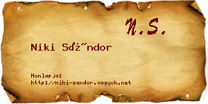 Niki Sándor névjegykártya